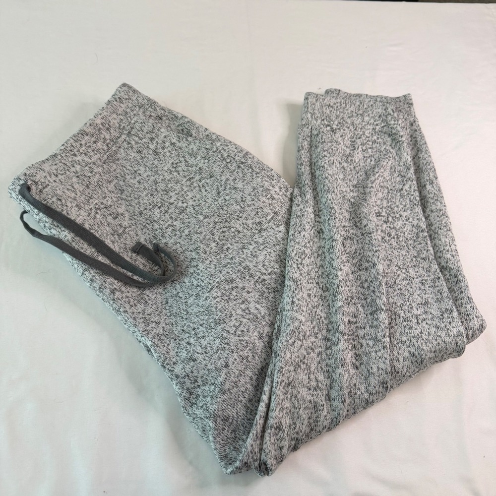 LL Bean Sweater Fleece Pants Gray Marl Knit Joggers XL Lounge